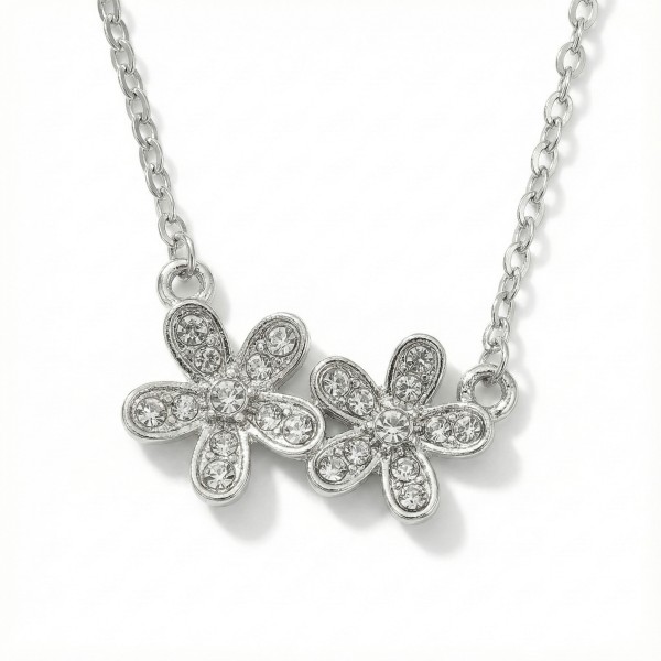 Twin Bloom Sparkle Silver Chain Twin Bloom Sparkle Silver Chain - Image 1