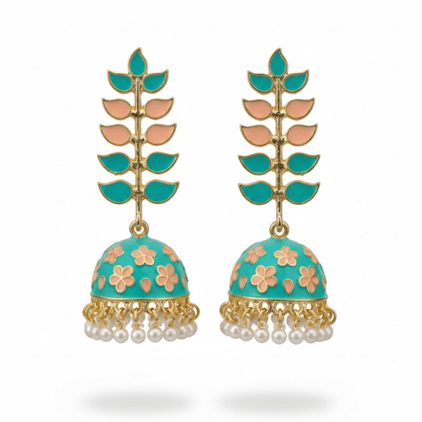 Mint Petal Jhumka Mint Petal Jhumka - Image 1